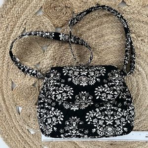 Like New Crossbody Bag Black Floral Pattern